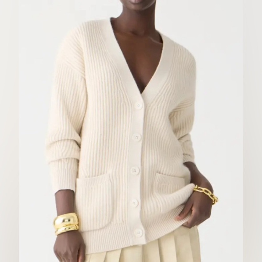 NWOT JCrew Ribbed V-neck cardigan sweater